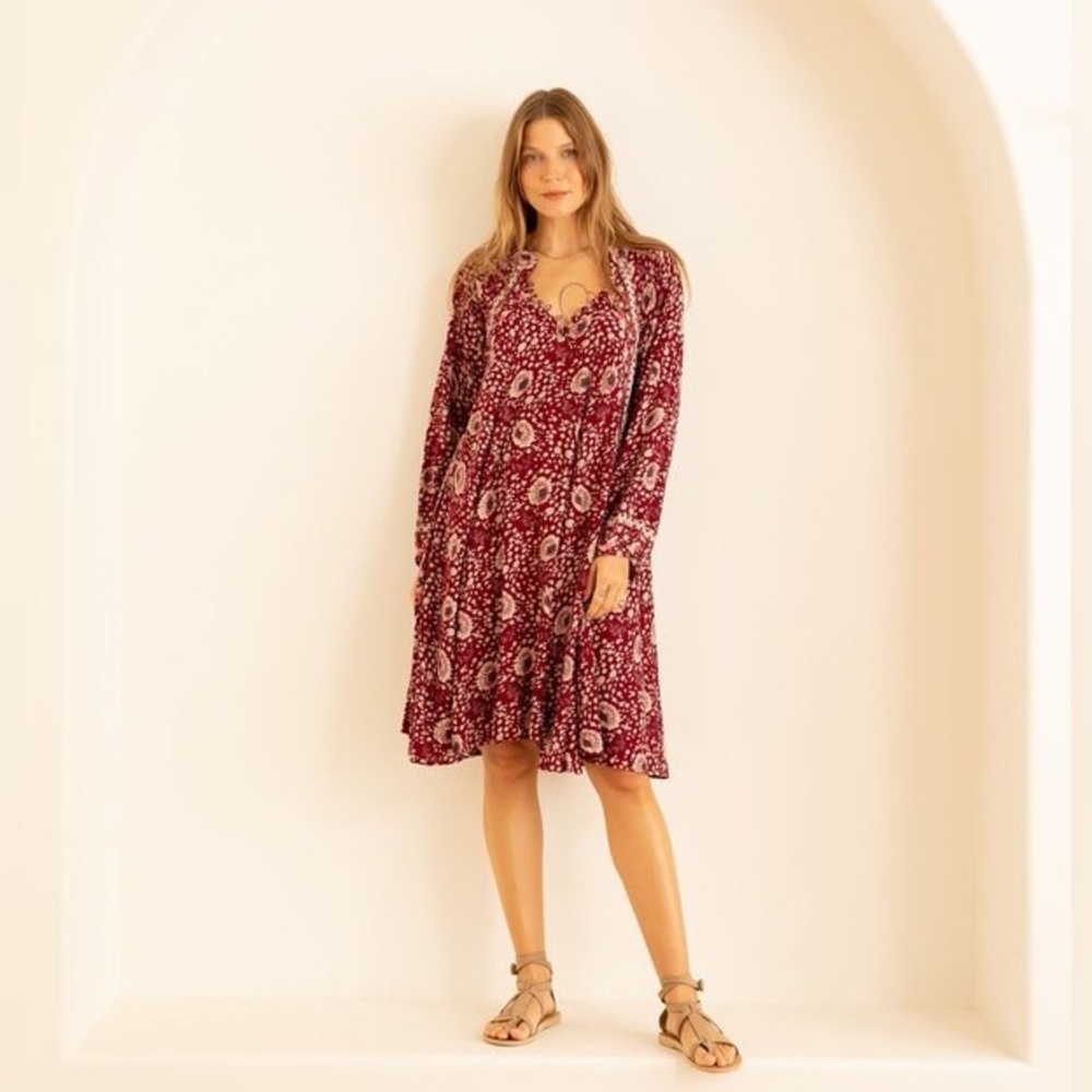Natalie Martin foire midi dress vintage flowers red